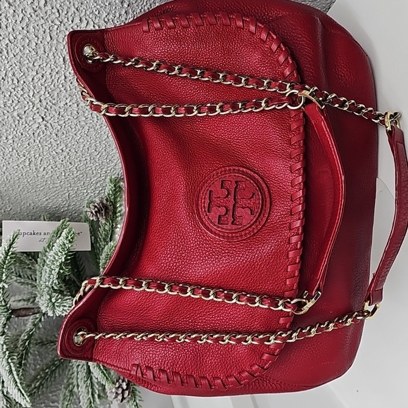 Tory Burch Marion Pebbled Leather Flap Sadle Shoulder Bag - Picture 4 of 16